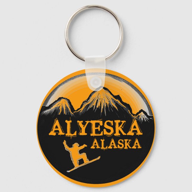 Alyeska Alaska Snowboard chaveiro (Frente)