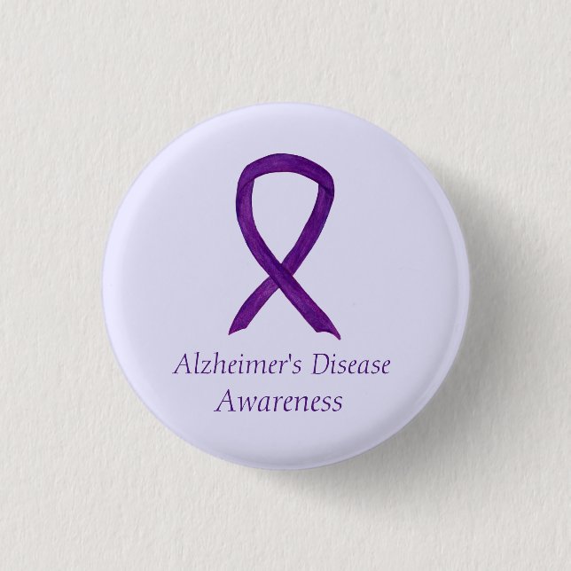 Alzheimer's Disease Purple Ribbon Art Pins (Frente)