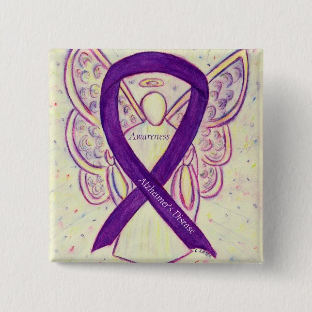 Alzheimer's Disease Purple Ribbon Art Pins (Frente)