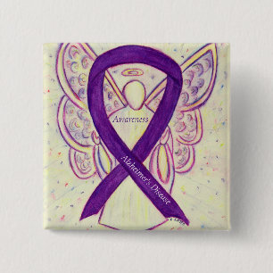 Alzheimer's Disease Purple Ribbon Art Pins