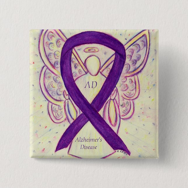 Alzheimer's Disease Purple Ribbon Art Pins (Frente)
