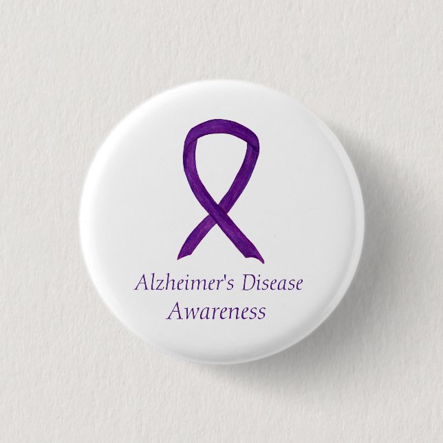 Alzheimer's Disease Purple Ribbon Art Pins (Frente)