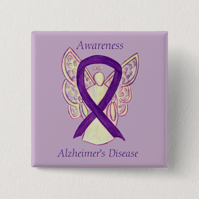 Alzheimer's Disease Purple Ribbon Art Pins (Frente)