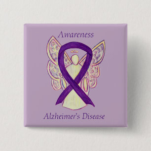 Alzheimer's Disease Purple Ribbon Art Pins