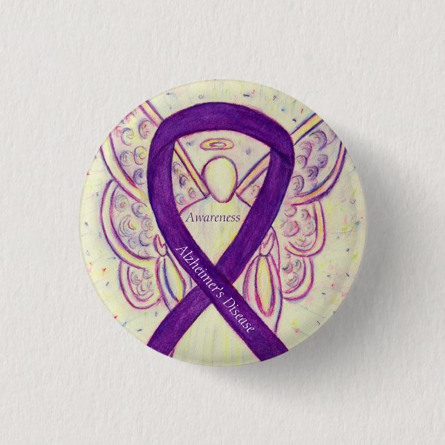 Alzheimer's Disease Purple Ribbon Art Pins (Frente)