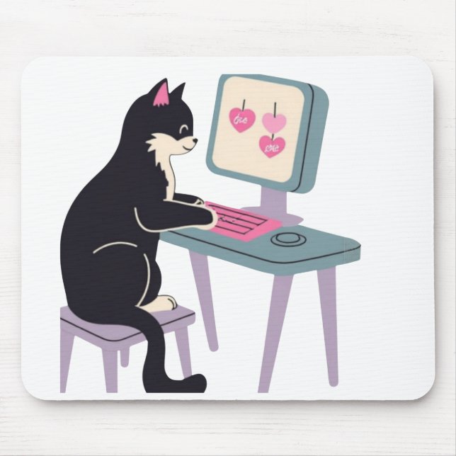 Ama de gatos gato Tuxedo Mouse pad  (Frente)