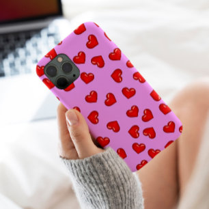 Ama-tores Chic padrão de coração vermelho em roxo