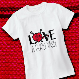 Ama um bom fio de tricô camiseta vermelha de sloga