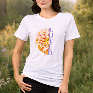 Amado por Deus Camisa Cristã Laranja Zinnia Floral
