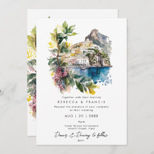 Amalfi Coast, Itália convite para casamento floral
