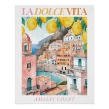 Amalfi Coast Watercolor Impressão