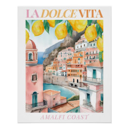 Amalfi Coast Watercolor Impressão