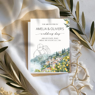 Amalfi Costa Itália Convite para Casamento Lemon V