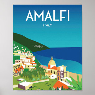 Amalfi Itália poster de viagens mediterane