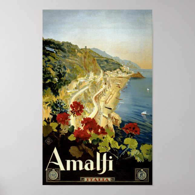 Amalfi Italy Italia Vintage Poster Restored (Frente)