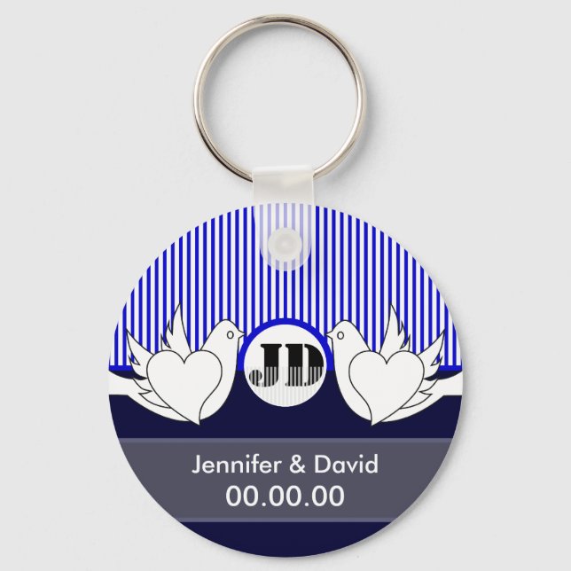 Amando Chaveiros de Casamento de Doves (Frente)