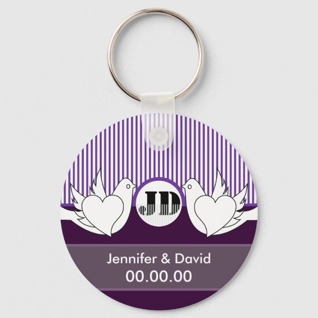 Amando Chaveiros de Casamento de Doves (Frente)