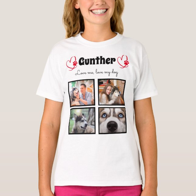 Amante de cães 4 camisetas de colagem personalizad (Frente)