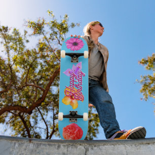 Amante de skate de flor pastel gigante