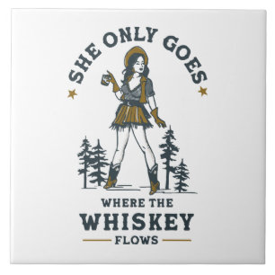 Amante de Whisky Cowgirl Ocidental Vintage Engraça