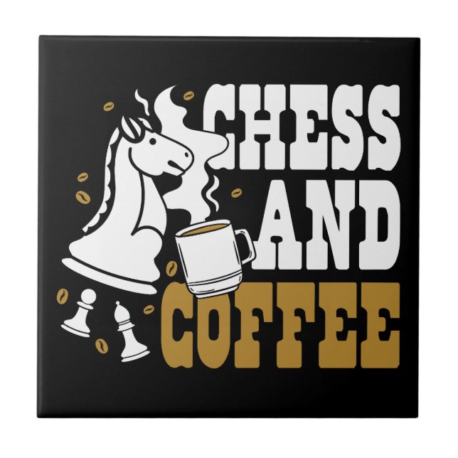 Amante de Xadrez e Café Cute Chess e Knight Art (Frente)