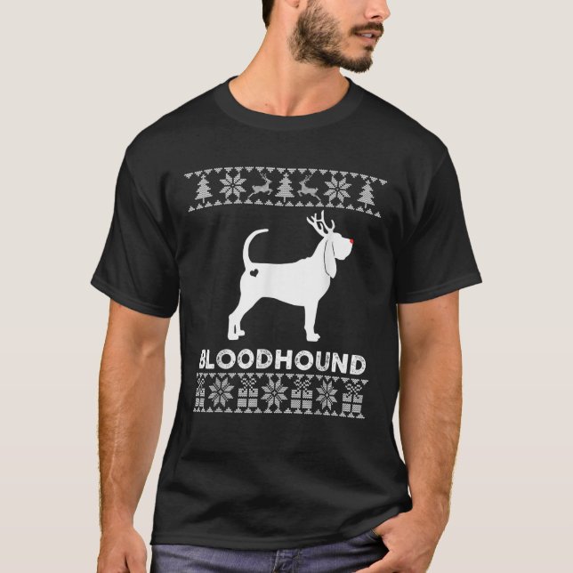 Amante do Cão Bloodhound Rena de Natal Suéter Feio (Frente)