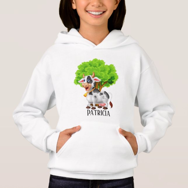 amantes de vacas bonitas acrescentam nome Hoodie (Frente)