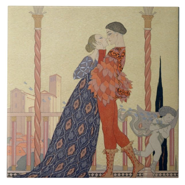 Amantes em um balcão (w/c no papel) (Frente)