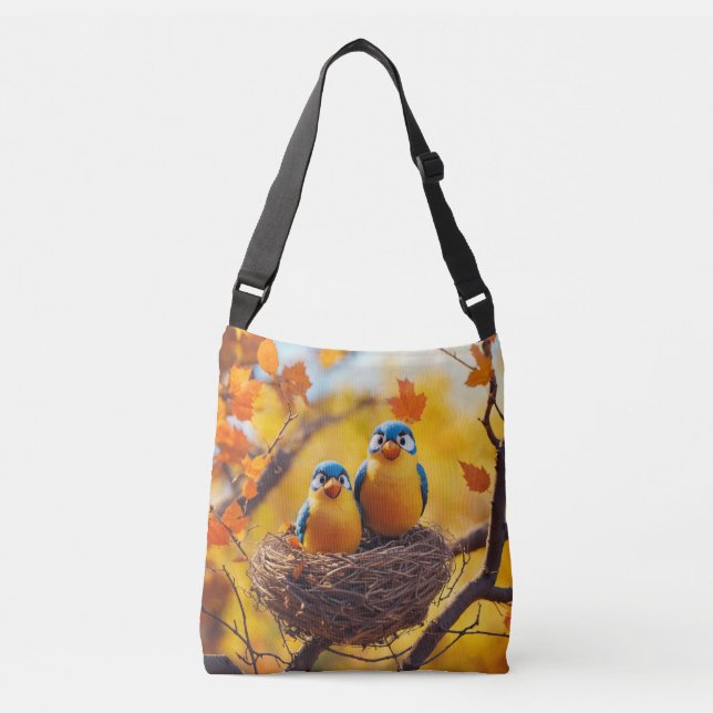Amar Aves Delight: Saco de Tote com Design Românti (Frente)