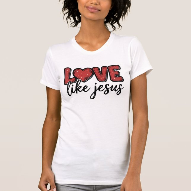Amar Como Jesus Camiseta Vintage Cristã Design_1 (Frente)