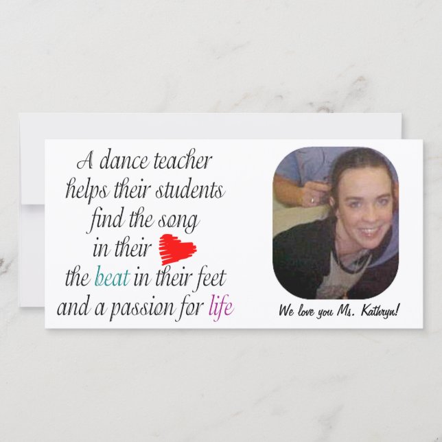 Amar Para Ensinar Cartão com fotos De Dança (Frente)