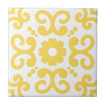 Amarelo Amarelo Quente do Mediterrâneo Português 2<br><div class="desc">Na moda Azulejo Padrão mediterrânico português de azulejo cerâmico amarelo quente sobre fundo branco. Perfeito para design de interiores ou backsplash. Padrão versão 2.</div>