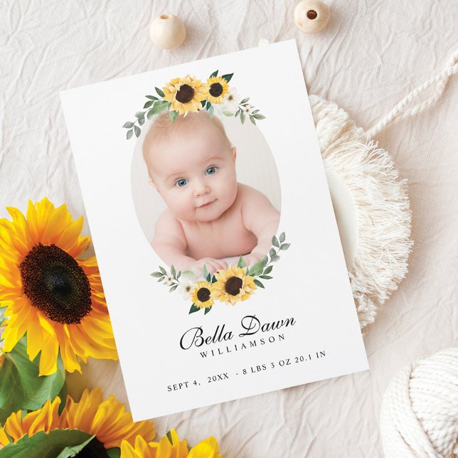 Amarelo Aquarela Girassóis Farinhas Solares Foto d (Yellow Watercolor Sunflowers Wreath Baby Photo)