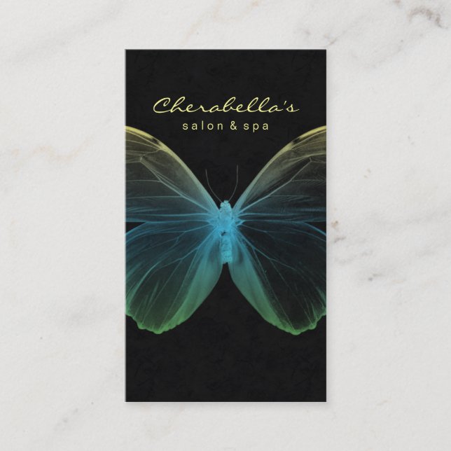 Amarelo azul da borboleta dos termas do cartão de (Frente)