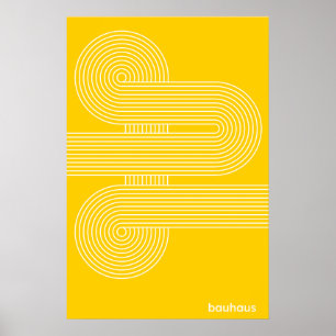Amarelo Bauhaus Impressão de Arte em Linha Curva S