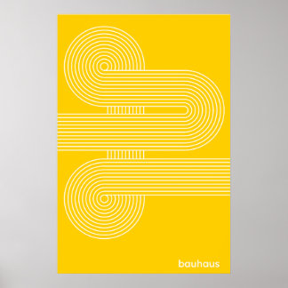 Amarelo Bauhaus Impressão de Arte em Linha Curva S