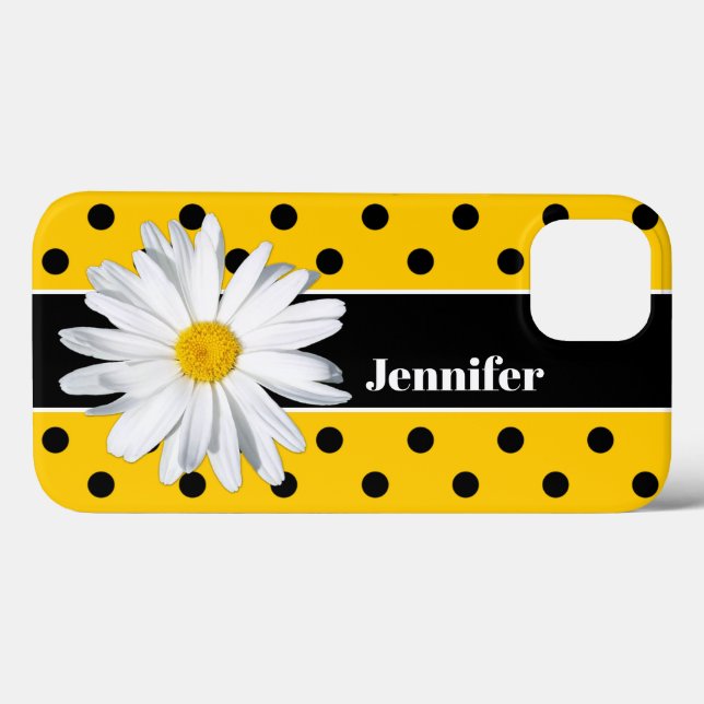 Amarelo, Bolinhas Pretas, capas de iphone da Flor  (Verso (horizontal))