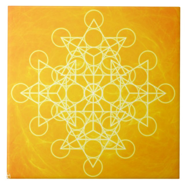 Amarelo brilhante da geometria sagrado da mandala (Frente)