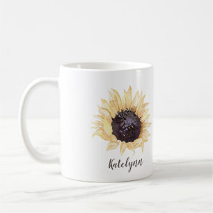 Amarelo & caneca de café personalizada girassol d
