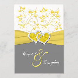 Amarelo, Cinza, Convite de casamento de Corações U