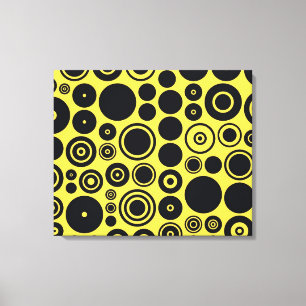 Amarelo, Círculos Retroritários Pretos 2 Canvas
