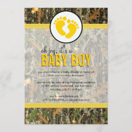 Amarelo - Convite para Chá Camo Baby Boy