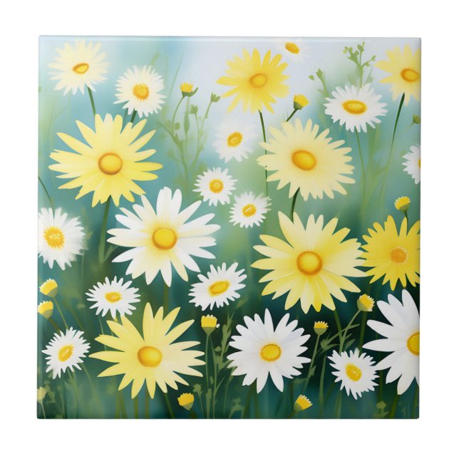 Amarelo Daisies Meadow Watercolor (Frente)