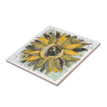 Amarelo de Girassol Verde Preto Estilo de Arte em 
