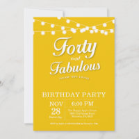 Amarelo do convite do aniversário de 40 anos