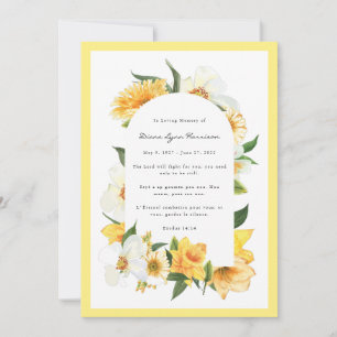 Amarelo e Floral Branco Cartão de Memória Funera