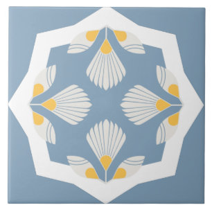 Amarelo e lacre geométricos de flor étnica