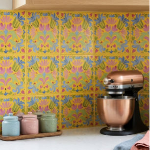 Amarelo Ensolarado e Floral Azul