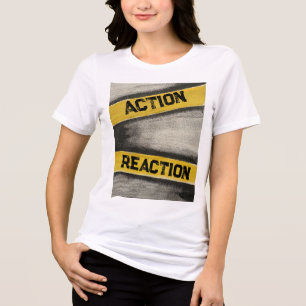 Amarelo feminino e grafite "Ação e Reação"