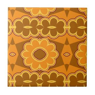amarelo marrom de flower power do vintage retro